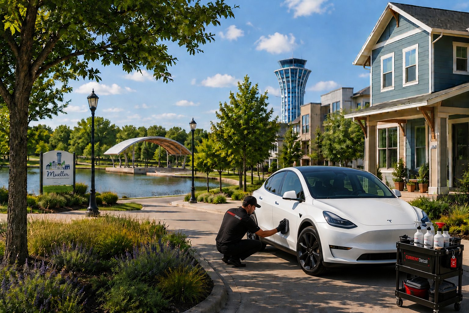 Tesla in the Mueller neighborhood, Austin — CurrentDetail mobile detailing service